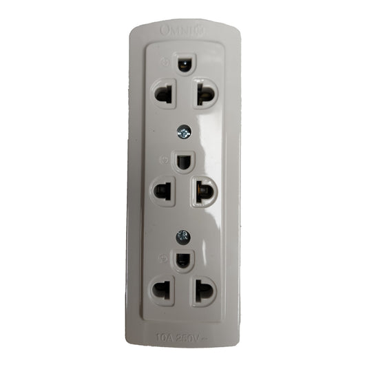 Omni 3 Gang Extension Universal Outlet with Ground 3 Gang, Surface Type Outlet with Ground WSG-003
