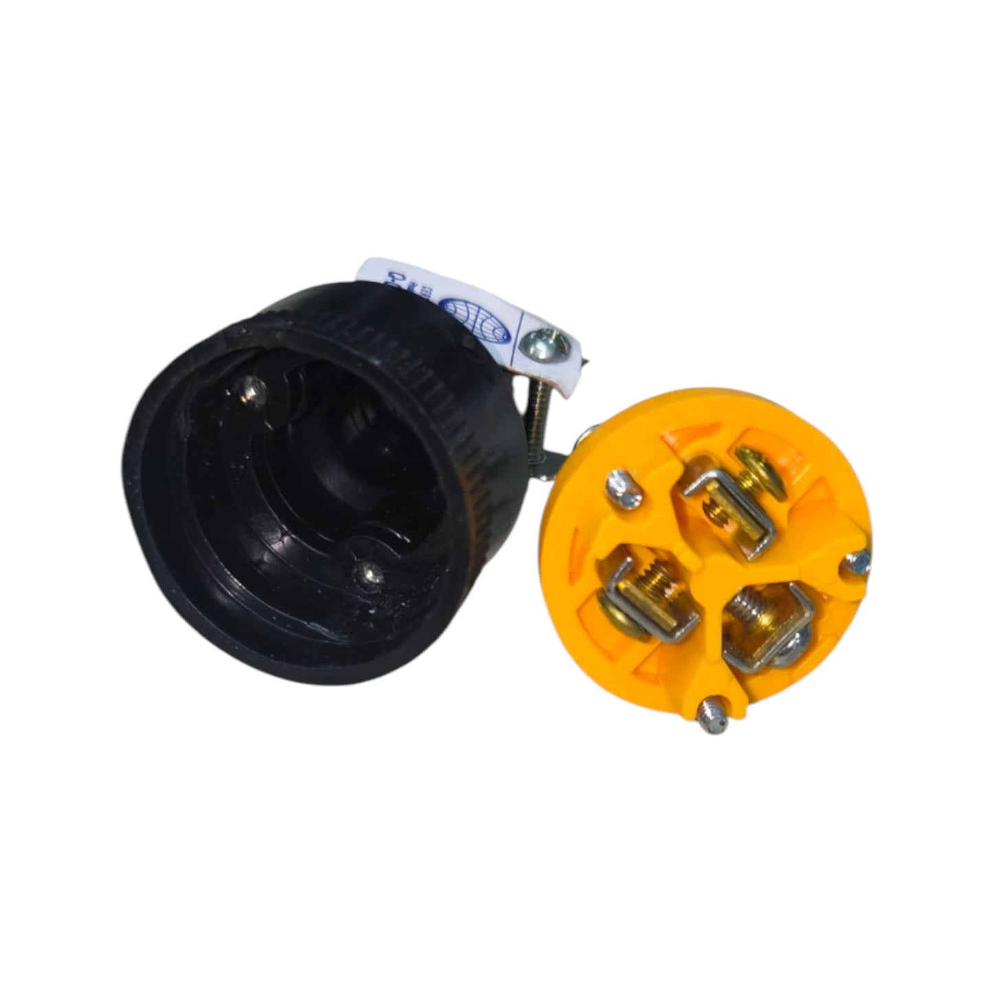 Eagle 15A 250V Type B plug with a durable black body and yellow connection base for electrical installations