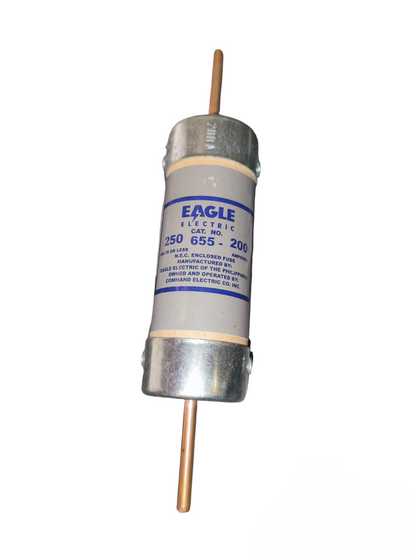 Eagle 200A Non-Renewable Fuse Electrical Circuitry part with metal end caps and ceramic body