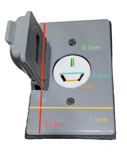 Eagle 20A range outlet with weatherproof cover in gray plastic for outdoor electrical use