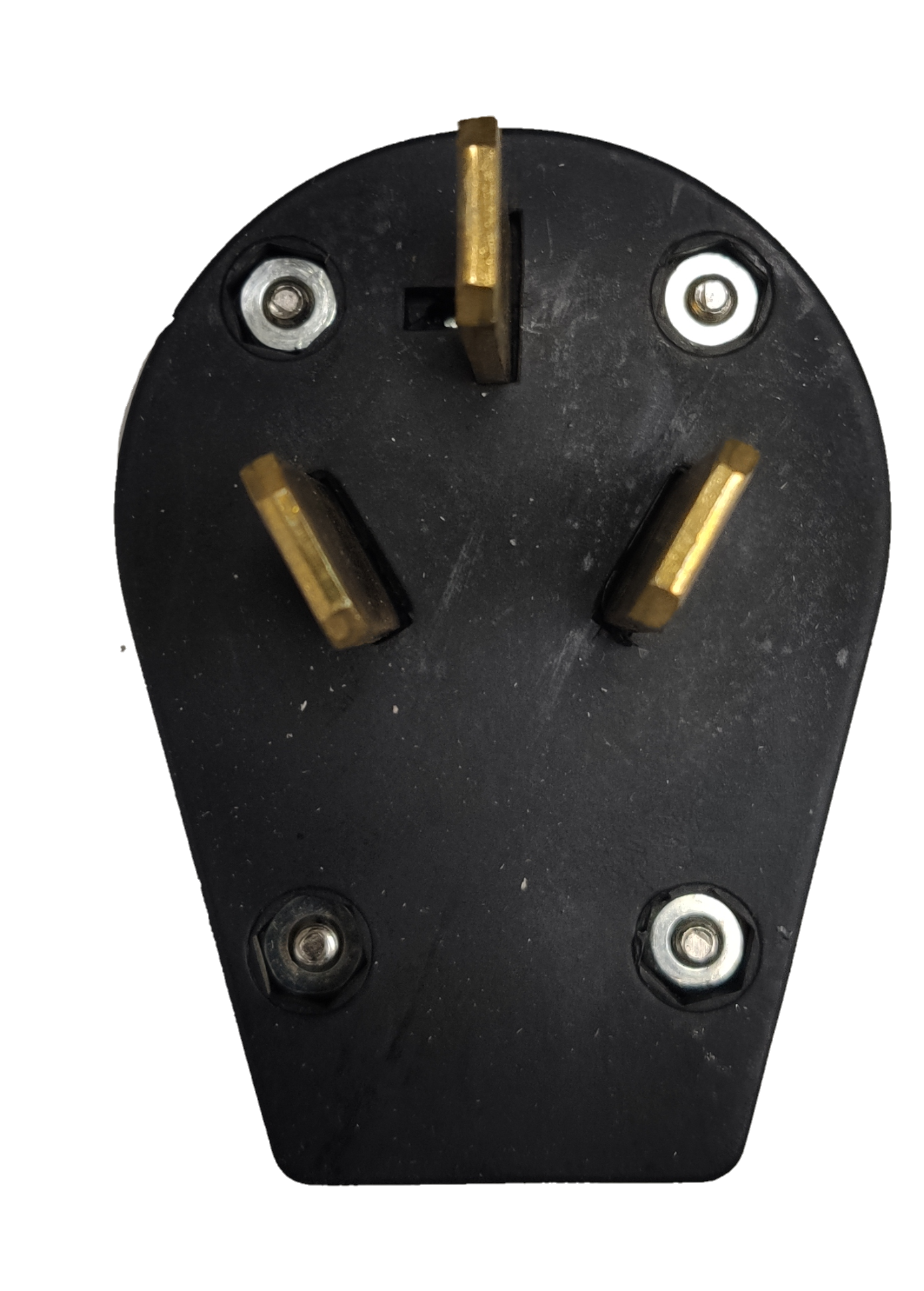 Eagle 50A range plug black heavy duty three brass blades flat angled pins with mounting screws