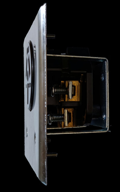 Eagle Range Outlet 50A 250V with Stainless Cover. stainless wall box with brass terminals and mounting screws
