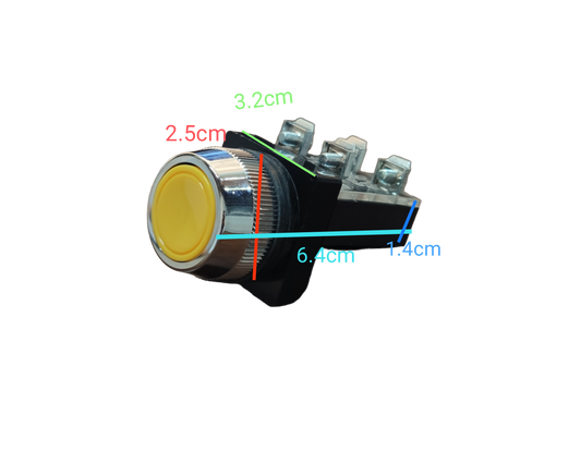 Push Button Switch Yellow 25mm  6A 2NO/2NC