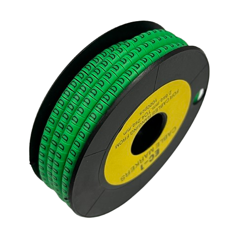 Grippes EC-1 cable identification markers in green on a spool for efficient cable management
