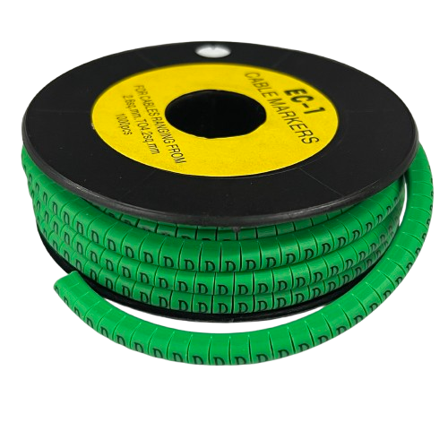 Grippes EC-1 cable identification markers on a spool for organized cable management
