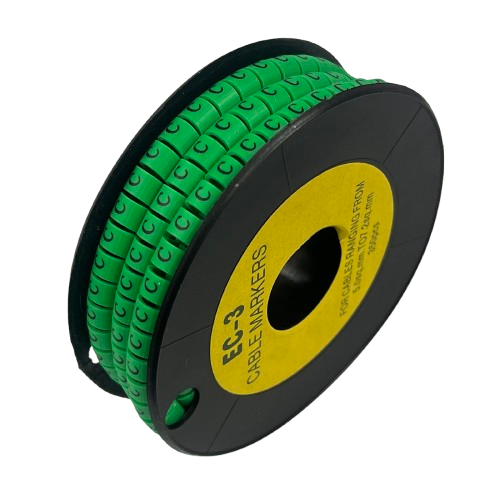 Grippes EC-3G cable marker set 350pcs in a green roll for efficient cable organization