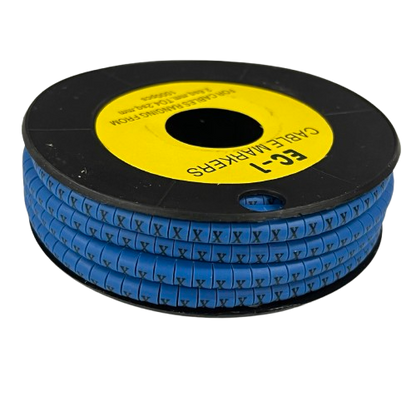 Grippes Cable Marker Blue - X on a spool for organizing and labeling cables easily