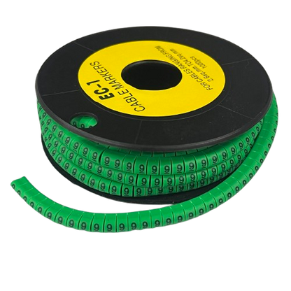 Grippes cable markers spool with repeating 9 labels for wires 9 Marker 2.6mm to 4.2mm Green cable management accessory