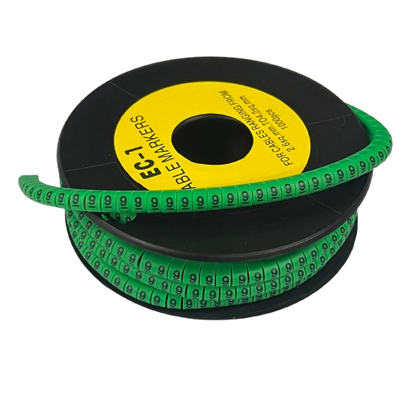 Grippes cable management spool of green numbered labels 9 Marker 2.6mm to 4.2mm Green for wire identification