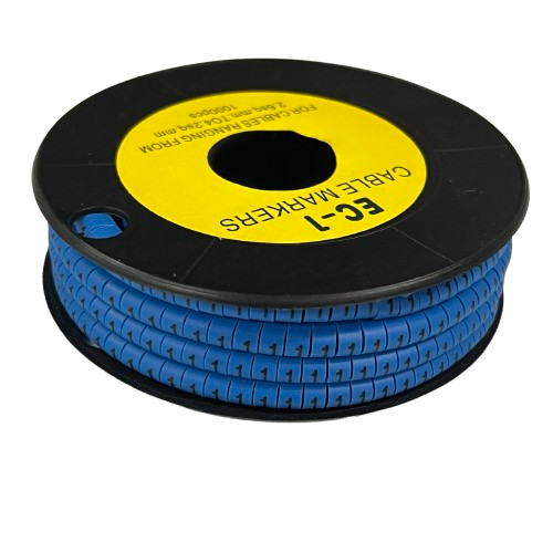 Spool of blue numbered cable markers Cable Marker Blue 1 for wire identification and neat cable management