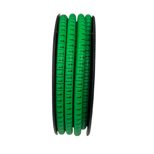 Grippes Cable Marker 1 Green spool of segmented wraparound cable markers for wire and network identification