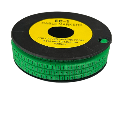 Grippes Cable Marker 1 Green spool of 1000 numbered plastic cable markers for organizing and labeling wires