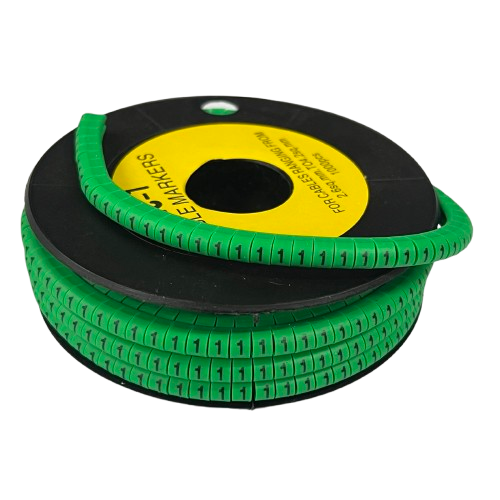 Grippes Cable Marker 1 Green spool of segmented number 1 cable markers for organized wiring