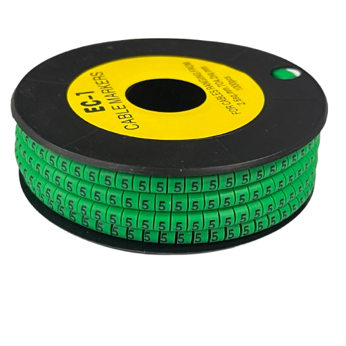 Grippes Cable Marker 5 Green spool of numbered green cable markers with repeated 5 labels for wiring