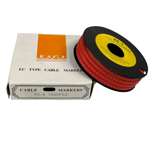 Grippes T Marker Red 2.6mm to 4.2mm 1000pcs cable management markers on a black spool with white box