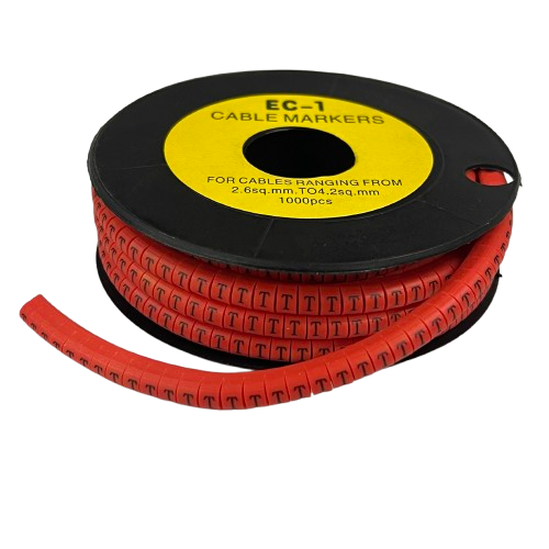 Grippes T Marker Red 2.6mm to 4.2mm 1000pcs cable management markers on a spool for organizing cables