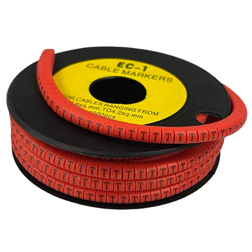 Grippes T Marker Red 2.6mm to 4.2mm 1000pcs cable markers spool for cable management