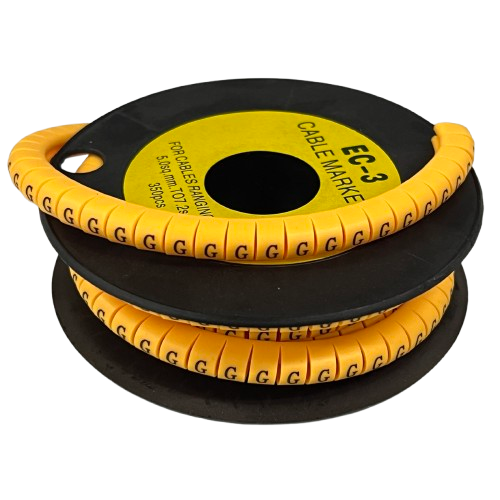 Grippes Cable Marker G - Yellow spool of flexible wire markers labeled G for cable organization