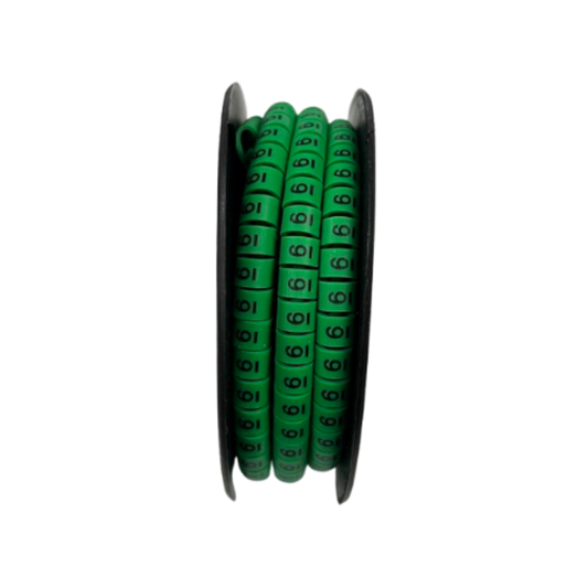Spool of green numbered cable labels for wiring identification Cable Marker Green-6 for tidy cable management