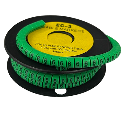 Spool of green Cable Marker Green-6 number labels for cable management 350pcs for organizing wires