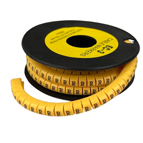 Grippes cable management spool of Cable Marker R - Yellow labels for wire identification