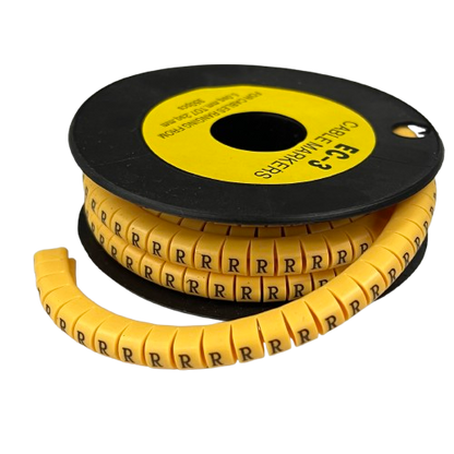 Grippes cable management spool of Cable Marker R - Yellow labels for wire identification
