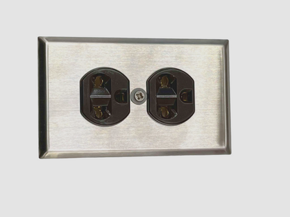 Eagle Duplex Universal Outlet 15A 250V with Ground Brown with Stainless Plate Cover CAT828B/CAT132SSP