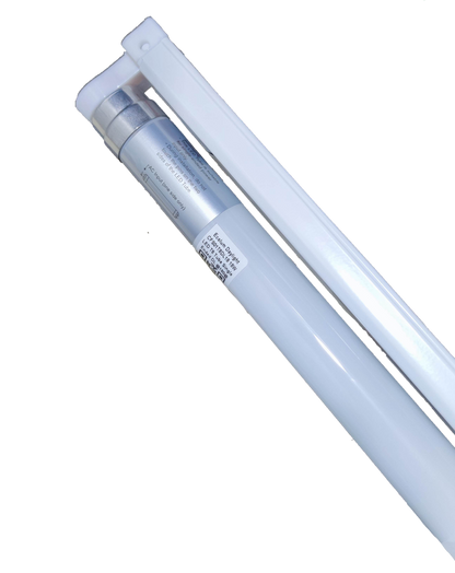 Ecolum 18W LED fluorescent tube with fixture in white for energy-efficient lighting