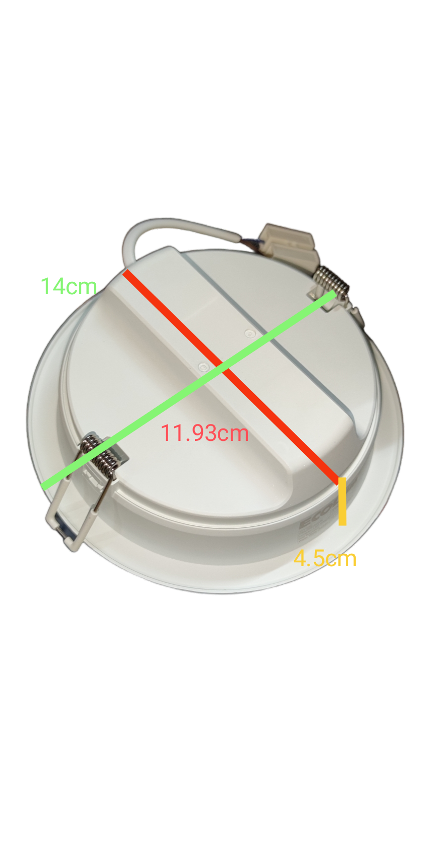 Ecolum 12W LED downlight warm white circular recessed ceiling light with clips and wiring