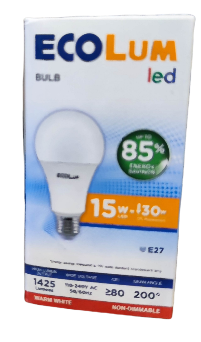 Ecolum 15W LED bulb E27 warm white with energy-saving features and long lifespan