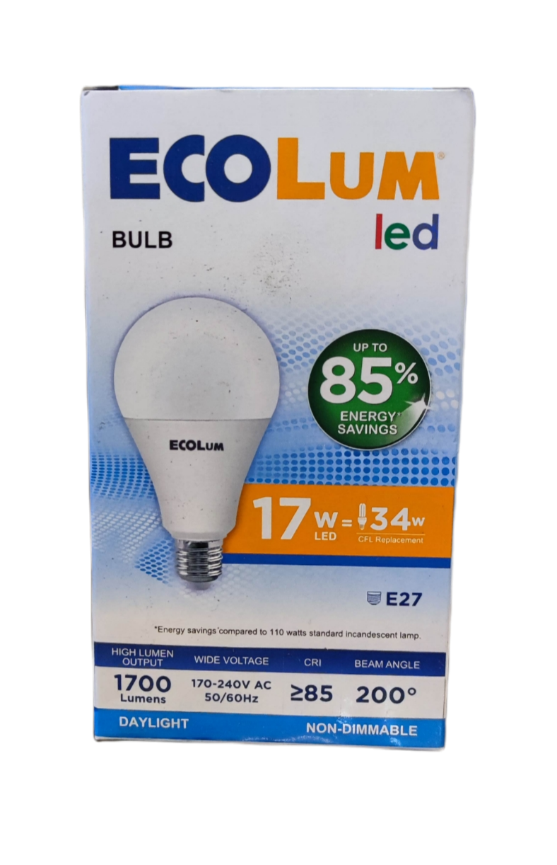 Ecolum 17W 220V LED bulb E27 daylight with 1700 lumens and energy saving up to 85 percent