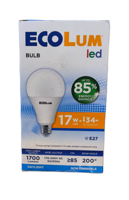 Ecolum 17W 220V LED bulb E27 daylight with 1700 lumens and energy saving up to 85 percent