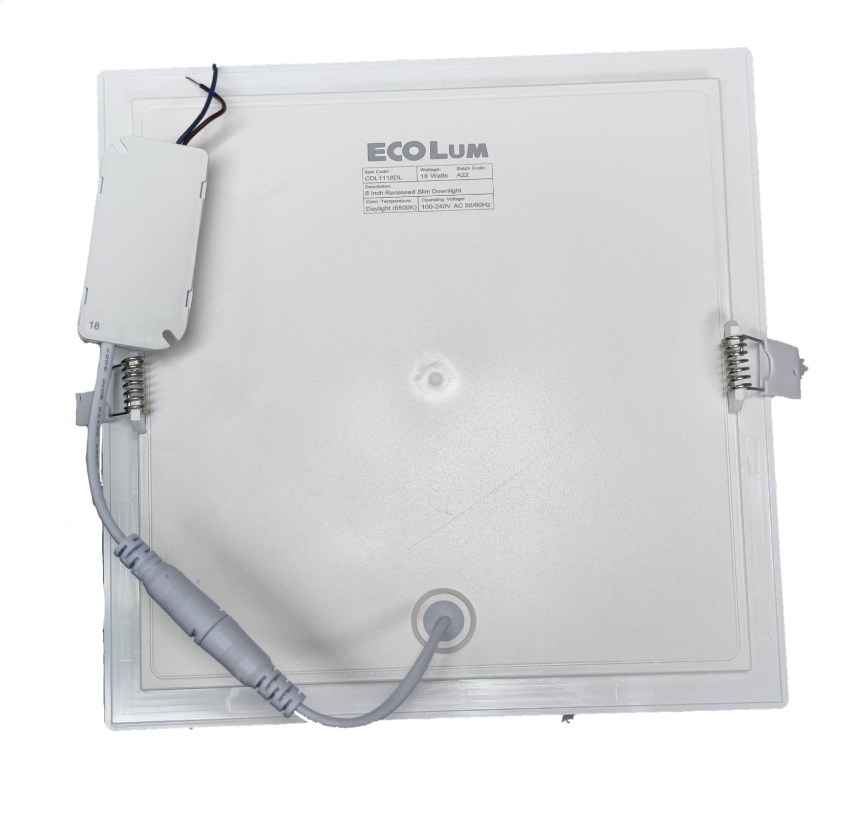 Ecolum 18W LED downlight square with sleek design for energy-efficient lighting solutions