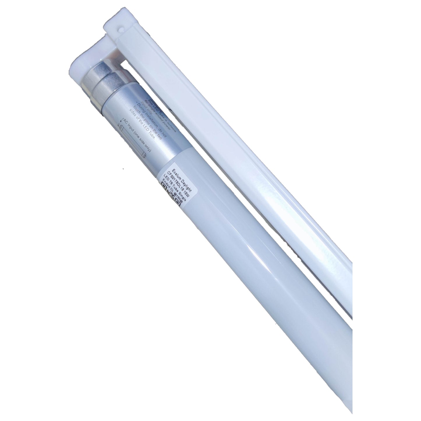 Ecolum 18W LED fluorescent tube with fixture, designed for bright and energy-efficient lighting
