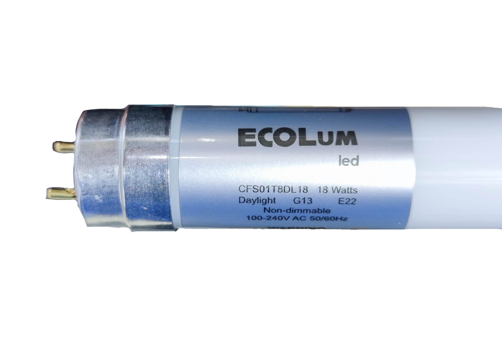 Ecolum 18W LED T8 tube daylight 220V with G13 base, energy-efficient lighting solution