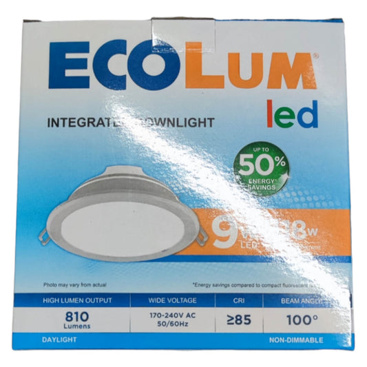 Ecolum 9W LED Downlight Daylight 6500K 220V CDL223109DL Cut Hole Dia 105mm Thickness Ø 45mm x Face Dia 125mm