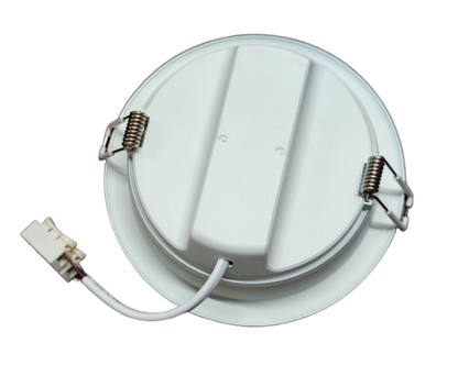 Ecolum round recessed back view with spring clips and connector for 6500K LED ceiling light 220V