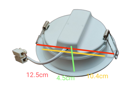 Ecolum white recessed round 6500K LED ceiling light 220V with spring clips and connector cable