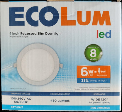 Ecolum 6W LED recessed slim downlight 4 inch recessed slim ceiling light with wide beam angle