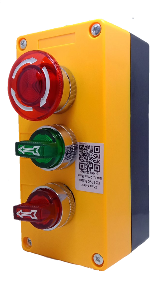 Emergency Stop Twist to Unlock with Illuminated Selector Switch 2 Position Green and Illuminated Selector Switch 2 Position Red with Box