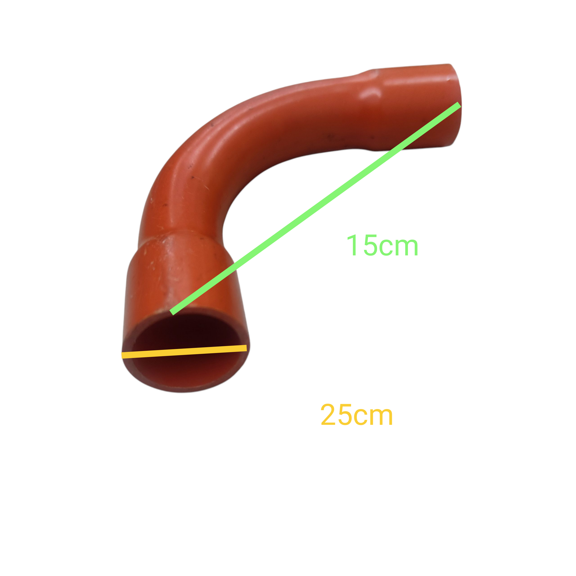 Atlanta Elbow for Electrical Wiring 25mm orange curved pipe connector with size markings