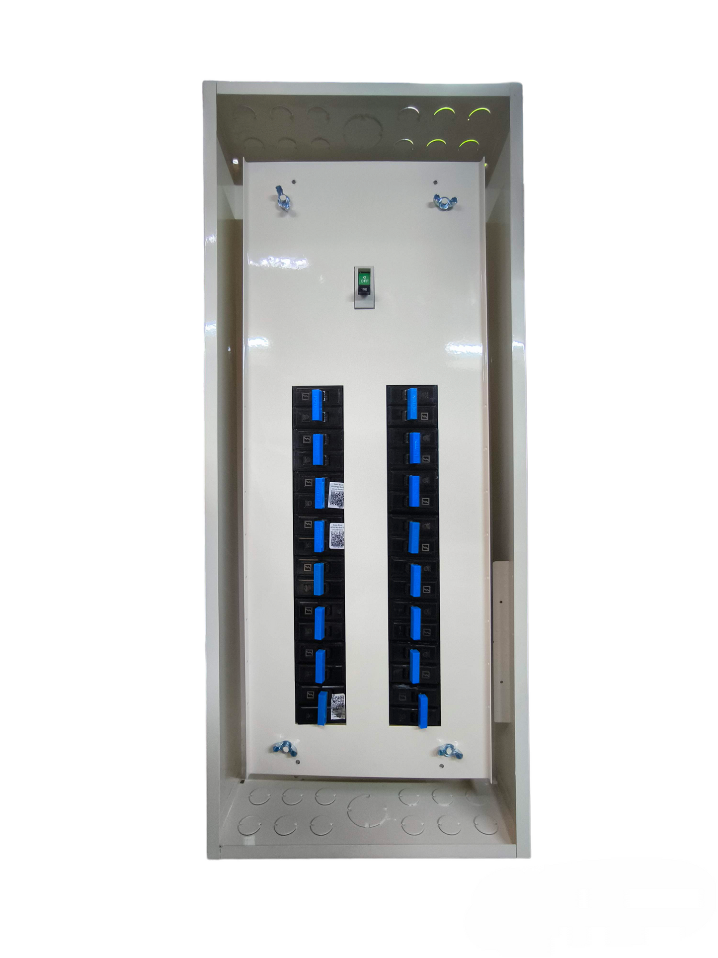 Koten Panel Board 16 Branches 2P with 250A white metal enclosure with 16 blue circuit breakers and top main switch