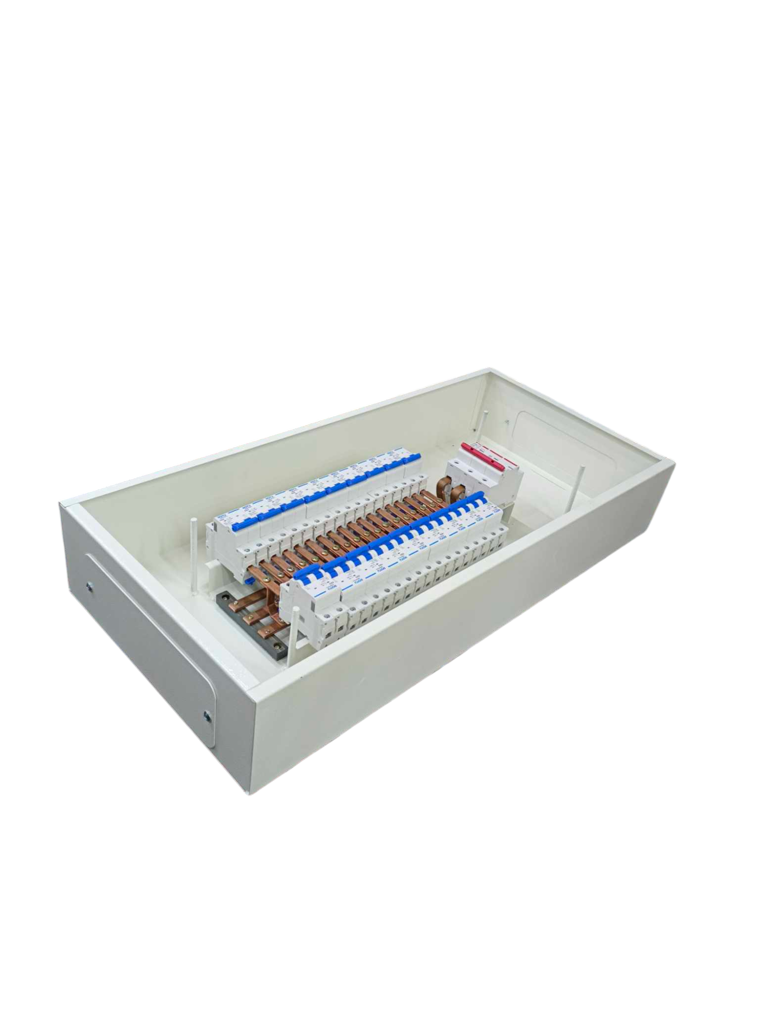 Himel and Royu white distribution board with copper busbars and MCB rows 18 Branches 80a 3 Phase Main for MCB