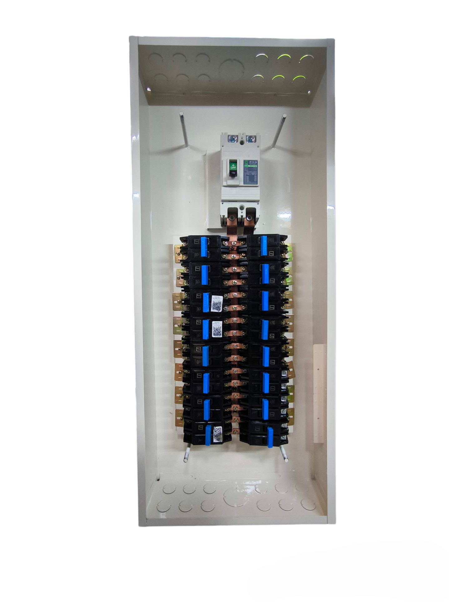 Koten Panel Board 225A 2Pole 250SPS white metal enclosure with dual rows of breakers and copper busbars