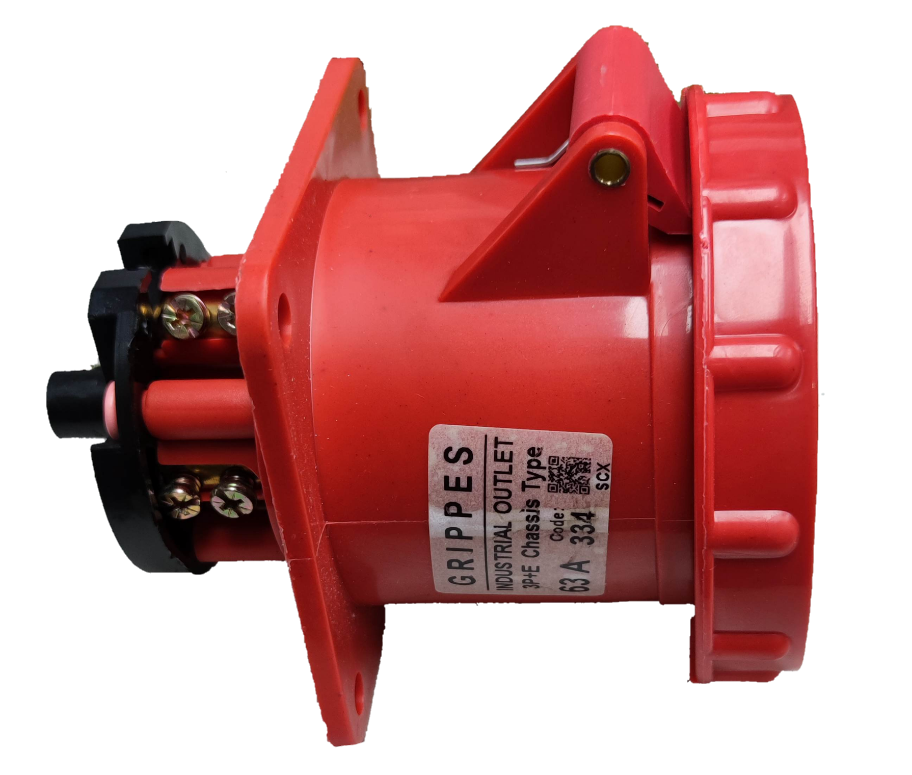 Grippes Industrial Outlet in red with 63A rating for Electx Electrical Supply installations