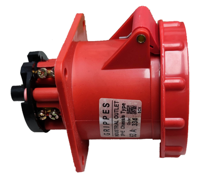 Grippes Industrial Outlet in red with 63A rating for Electx Electrical Supply installations