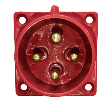 Grippes Red Electrical Power Plug with Four Brass Pins for safe connections from Electx Electrical Supply