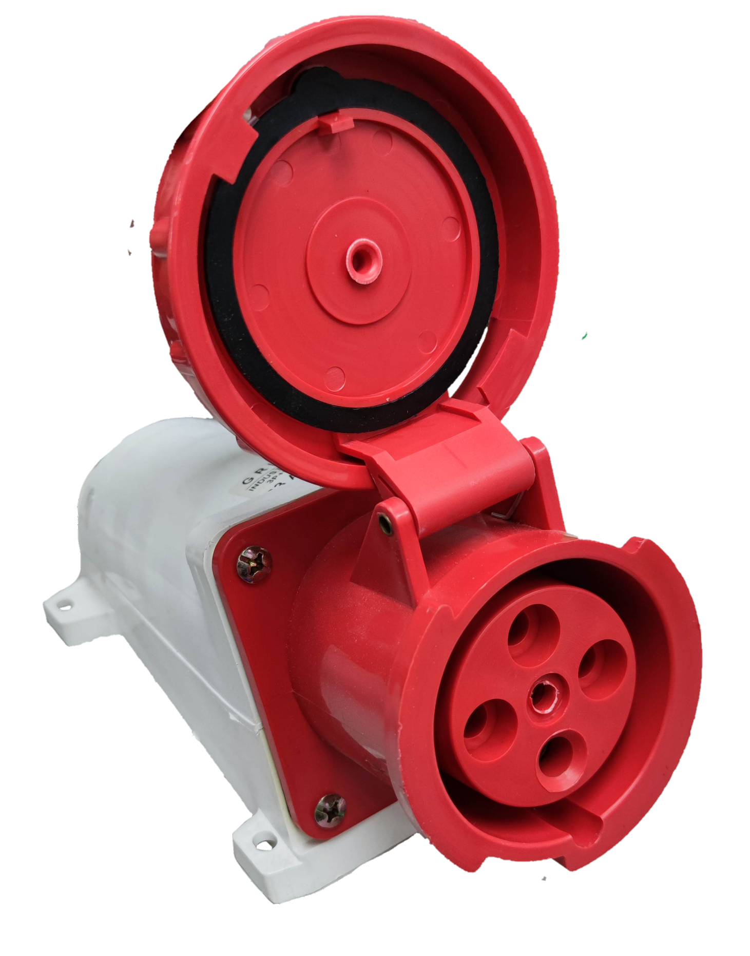 Grippes Red Power Point with Protective Cover, ideal for Electx Electrical Supply installations