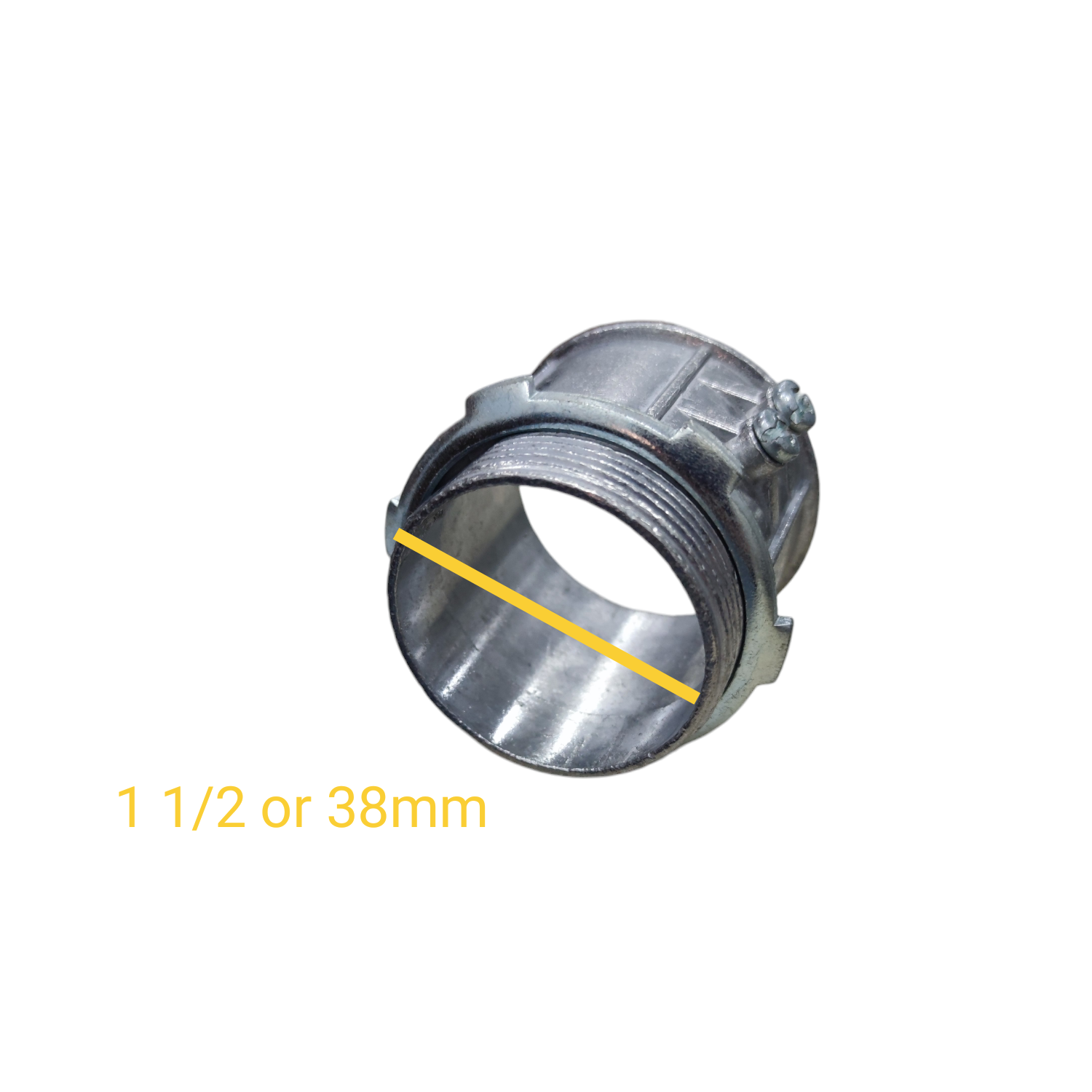 Local EMT connector with lock nut for 1 1/2 inch or 38mm pipe applications