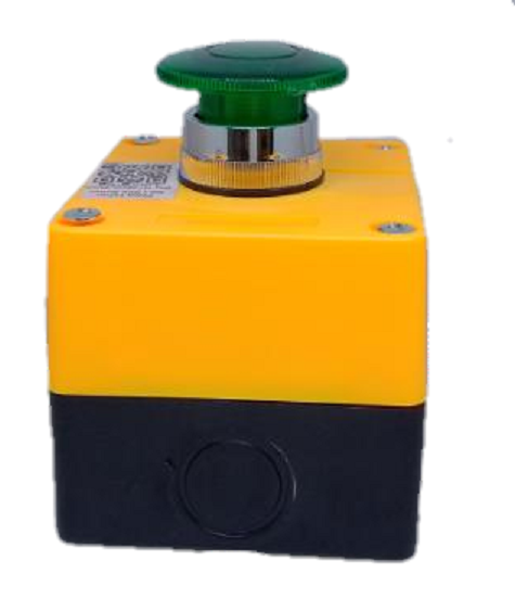 Auspicious 22mm 3A 220V emergency push button with yellow and black casing and green button